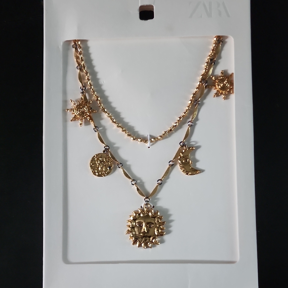 ZARA Pack of 2 Sun Moon Necklaces - Picture 3 of 14